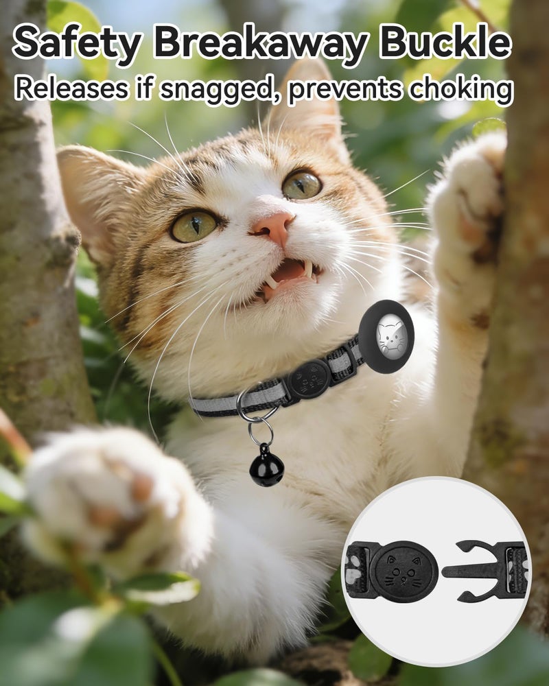 Joytale AirTag Cat Collar 2 Pack with Breakaway Safety Buckle, Reflective Cats Collar with AirTag Holder, Adjustable 7.5-12.5 Inch, Anti-Fraying Lightweight for Girl Boy Kitten, Black - Image 3
