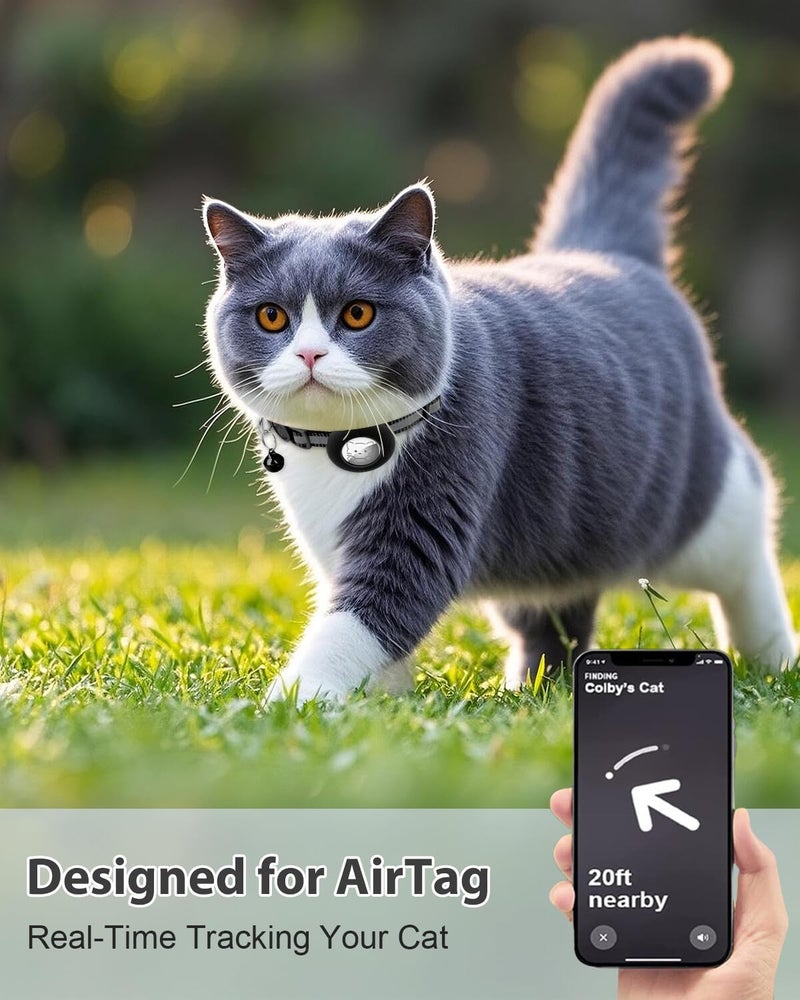 Joytale AirTag Cat Collar 2 Pack with Breakaway Safety Buckle, Reflective Cats Collar with AirTag Holder, Adjustable 7.5-12.5 Inch, Anti-Fraying Lightweight for Girl Boy Kitten, Black - Image 2