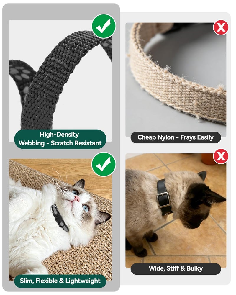 Joytale AirTag Cat Collar 2 Pack with Breakaway Safety Buckle, Reflective Cats Collar with AirTag Holder, Adjustable 7.5-12.5 Inch, Anti-Fraying Lightweight for Girl Boy Kitten, Black - Image 4