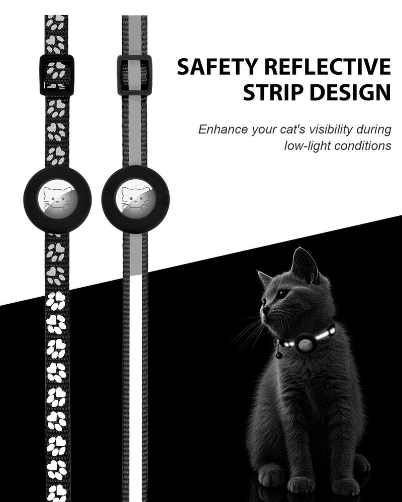 Joytale AirTag Cat Collar 2 Pack with Breakaway Safety Buckle, Reflective Cats Collar with AirTag Holder, Adjustable 7.5-12.5 Inch, Anti-Fraying Lightweight for Girl Boy Kitten, Black - Image 5
