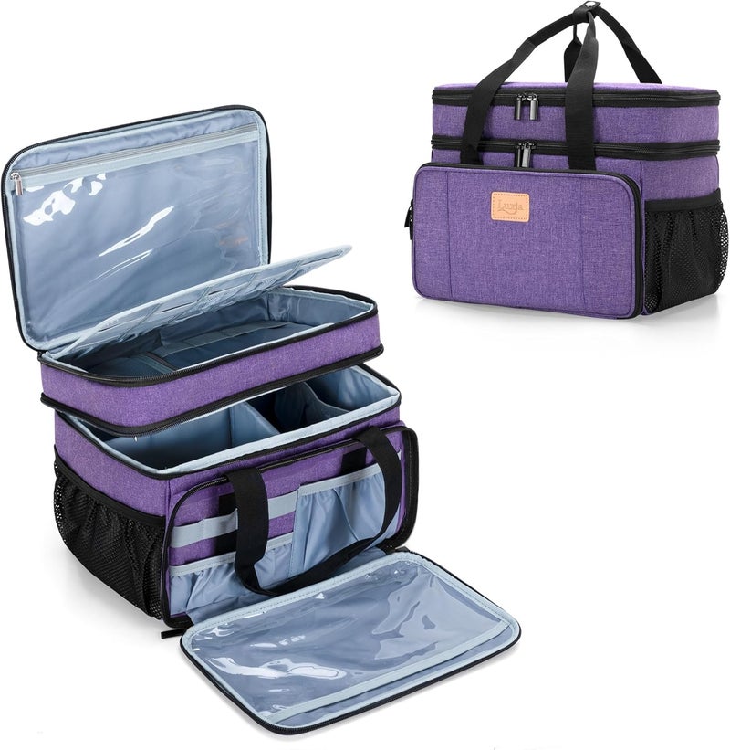 LUXJA 2 Layers Medicine Bag with Detachable Divider Pill Bottle Organizer Suitable for Home or Travel Use Purple - Image 1