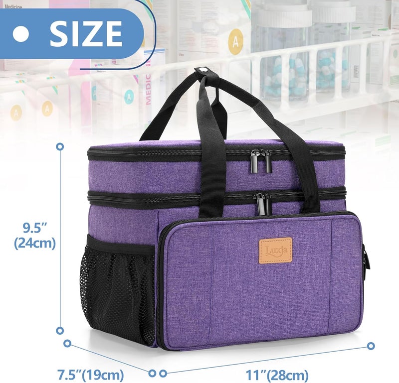 LUXJA 2 Layers Medicine Bag with Detachable Divider Pill Bottle Organizer Suitable for Home or Travel Use Purple - Image 5