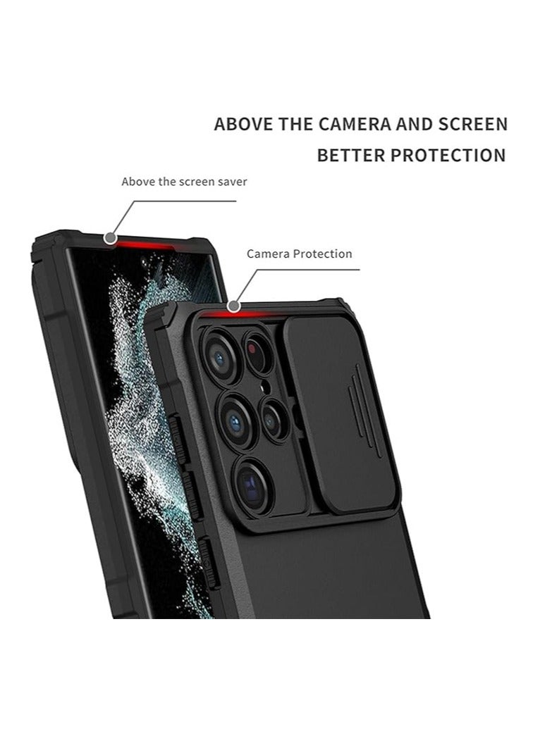 General Samsung S24 Ultra Stand Case with Camera Slide Cover, Galaxy S24 Ultra Case with Built-in Bracket, Shock and Drop Hard PC Phone Case  - Image 3