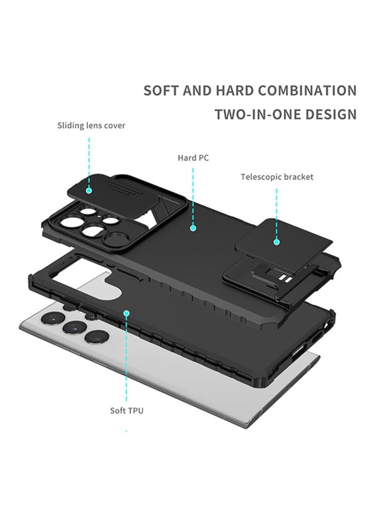 General Samsung S24 Ultra Stand Case with Camera Slide Cover, Galaxy S24 Ultra Case with Built-in Bracket, Shock and Drop Hard PC Phone Case  - Image 4