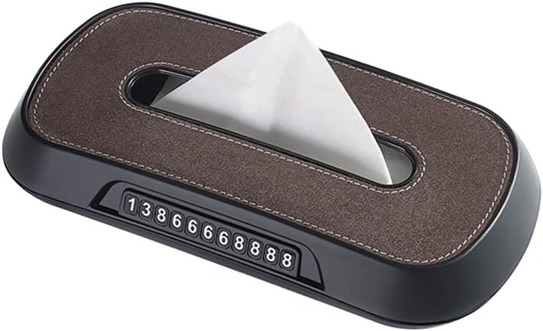 woobles Car Tissue Holder,  Suede Car Tissue Case with Parking Telephone Number 2 in 1 Multifunctional Tissue Box Car Visor Tissue Box Napkin Paper Pouch Case Universal for Car Home Office - Image 1