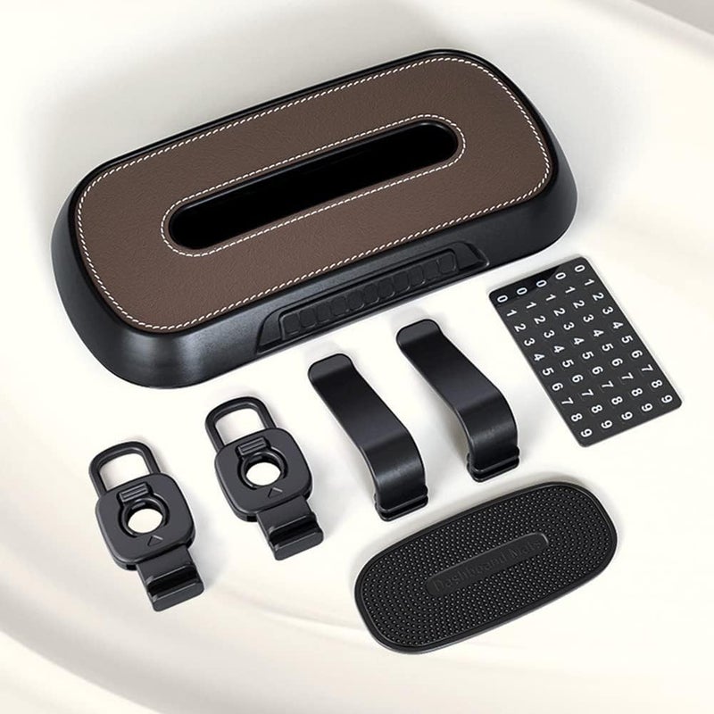 woobles Car Tissue Holder,  Suede Car Tissue Case with Parking Telephone Number 2 in 1 Multifunctional Tissue Box Car Visor Tissue Box Napkin Paper Pouch Case Universal for Car Home Office - Image 2