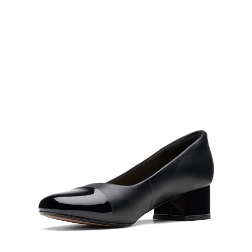 Clarks Women's Marilyn Sara Pump, Black Leather/Synthetic Combination, 11 Wide - Image 5