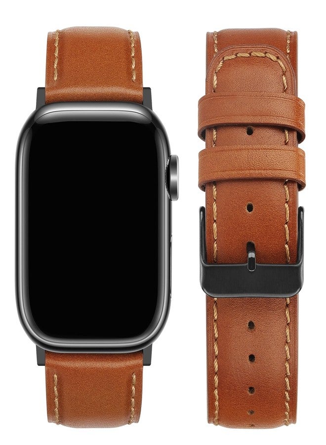 Tasikar Bands Compatible with Apple Watch Band 49mm 46mm 45mm 44mm 42mm Genuine Leather Replacement Straps Compatible with Apple Watch Ultra 3 2 1 SE Series 11 10 9 8 7 6 5 4 3, Classic Brown - Image 4