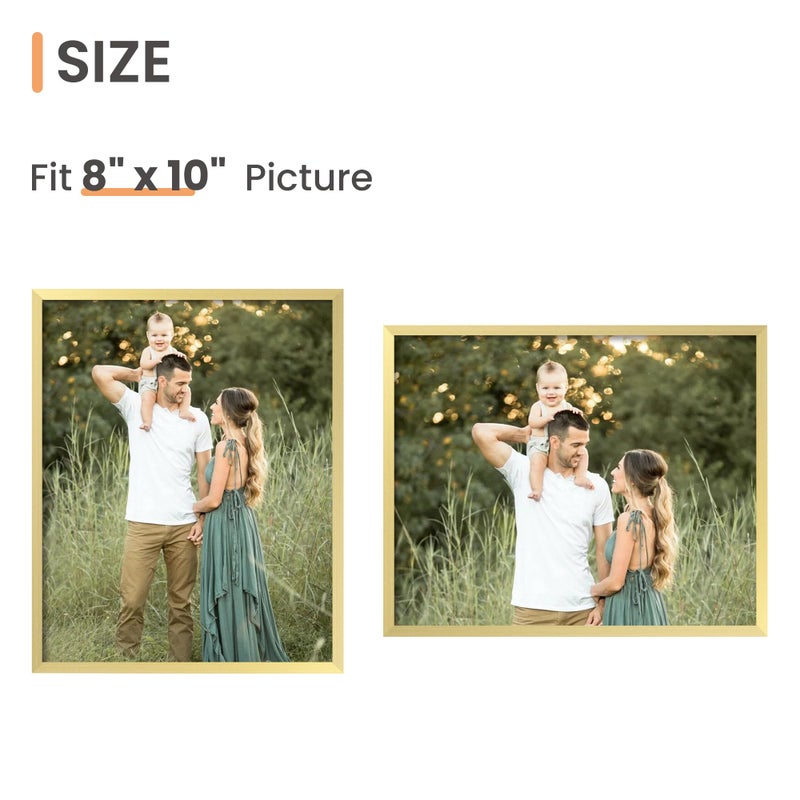 أبس سيمبلز upsimples 8x10 إطار الصورة مجموعة من 3 مصنوعة من زجاج عالي الوضوح لمدة 8 × 10 إطارات ذهبية الجدار وشاشة الطاولة إطار صورة حدودية رقيقة للمنزل د؟ - Image 4