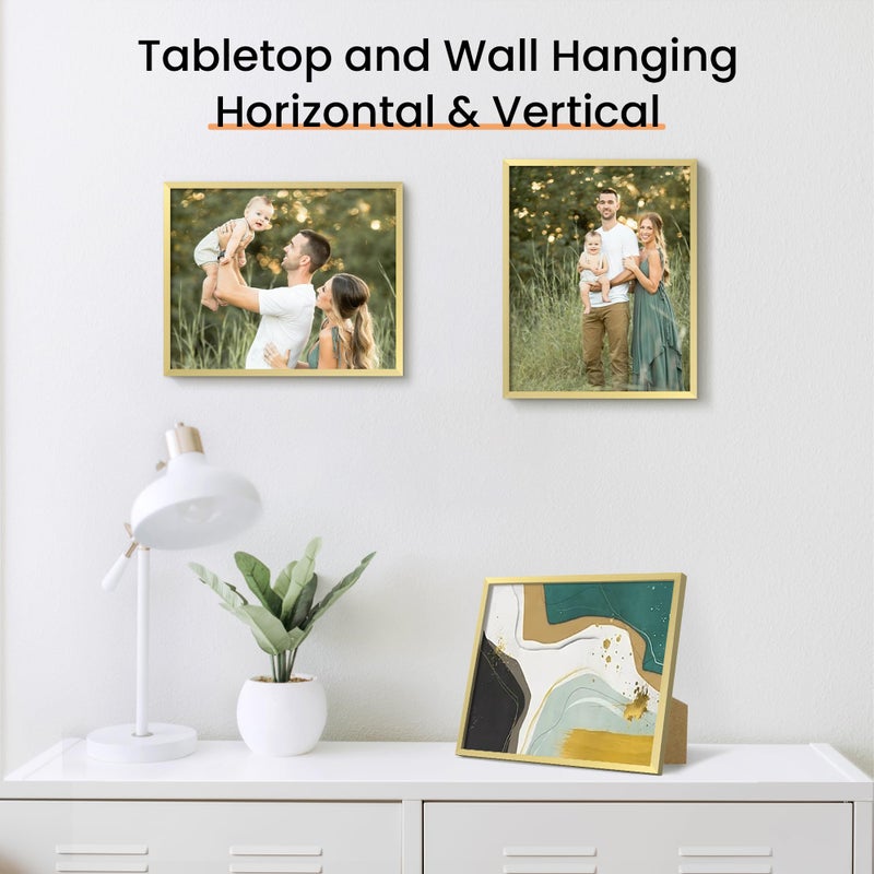 أبس سيمبلز upsimples 8x10 إطار الصورة مجموعة من 3 مصنوعة من زجاج عالي الوضوح لمدة 8 × 10 إطارات ذهبية الجدار وشاشة الطاولة إطار صورة حدودية رقيقة للمنزل د؟ - Image 5