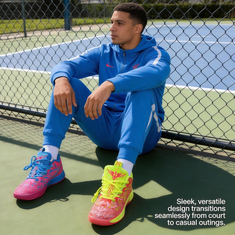 CTKVbmeoi Y2K Basketball Boots Mesh Breathable Fire Stylish Shoes for Sports and Casual Wear with Unique Flame Design Mid-Top Casual Ankle (Blue+Green,6) - Image 3