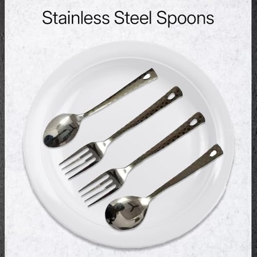 BLLUEX Premium Stainless Steel, 25-Piece Cutlery Set for Kitchen & Table (6 Dessert Table Spoons, 6 Forks, 6 Tea Spoons, 6 Soup Spoons, 1 Storage Stand) (25, Silver) - Image 4