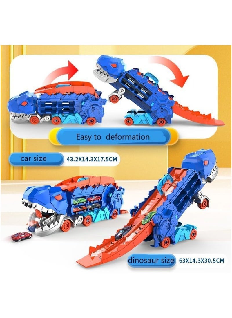 null - Toddler Truck Toys for 3 4 5 6 Years Old Boys, Toys Cars Track Set Dinosaur Transporter Truck with 8 Die-Cast Car Toys, Transforms into Dino, Toddler Car Toys Set for Kids - Image 1