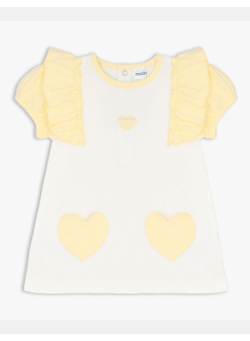 MOON 100% Cotton Crew Neck T-Shirt & Legging 12-18M Yellow - Lemon Hearts - Image 3