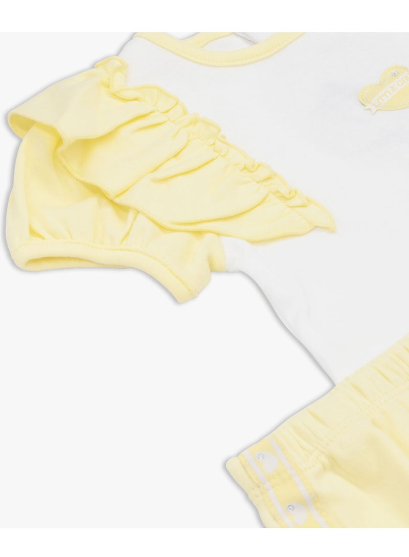 MOON 100% Cotton Crew Neck T-Shirt & Legging 12-18M Yellow - Lemon Hearts - Image 4