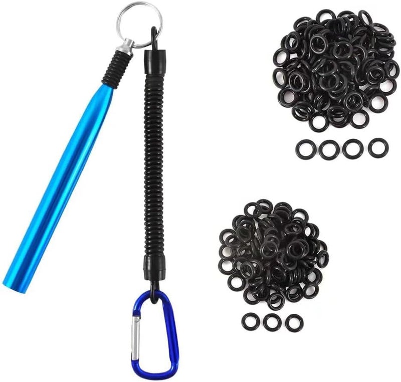 Fishfun Wacky Rig Tool with Silicone O Rings, 100Pcs for 3"-4" Senko Worms and 100Pcs for 5"-7" Worms. Easy Installation and Great Protection of Your Plastic Worms - Image 1