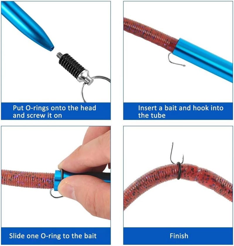 Fishfun Wacky Rig Tool with Silicone O Rings, 100Pcs for 3"-4" Senko Worms and 100Pcs for 5"-7" Worms. Easy Installation and Great Protection of Your Plastic Worms - Image 4