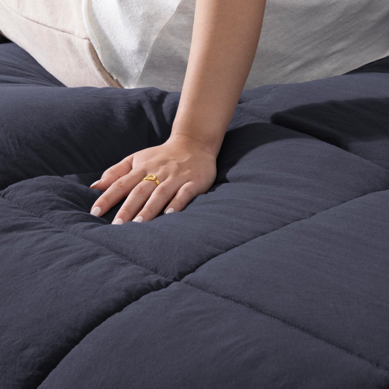 UGG Leonora Comforter Set with 2 Pillow Shams Lightweight Down Alternative Blanket Reversible Cozy Warm All Season Washable and Hypoallergenic Bedding Set, Full/Queen, Navy Blue - Image 4