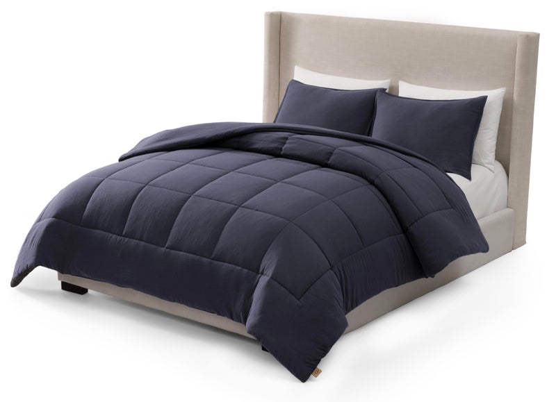 UGG Leonora Comforter Set with 2 Pillow Shams Lightweight Down Alternative Blanket Reversible Cozy Warm All Season Washable and Hypoallergenic Bedding Set, Full/Queen, Navy Blue - Image 1