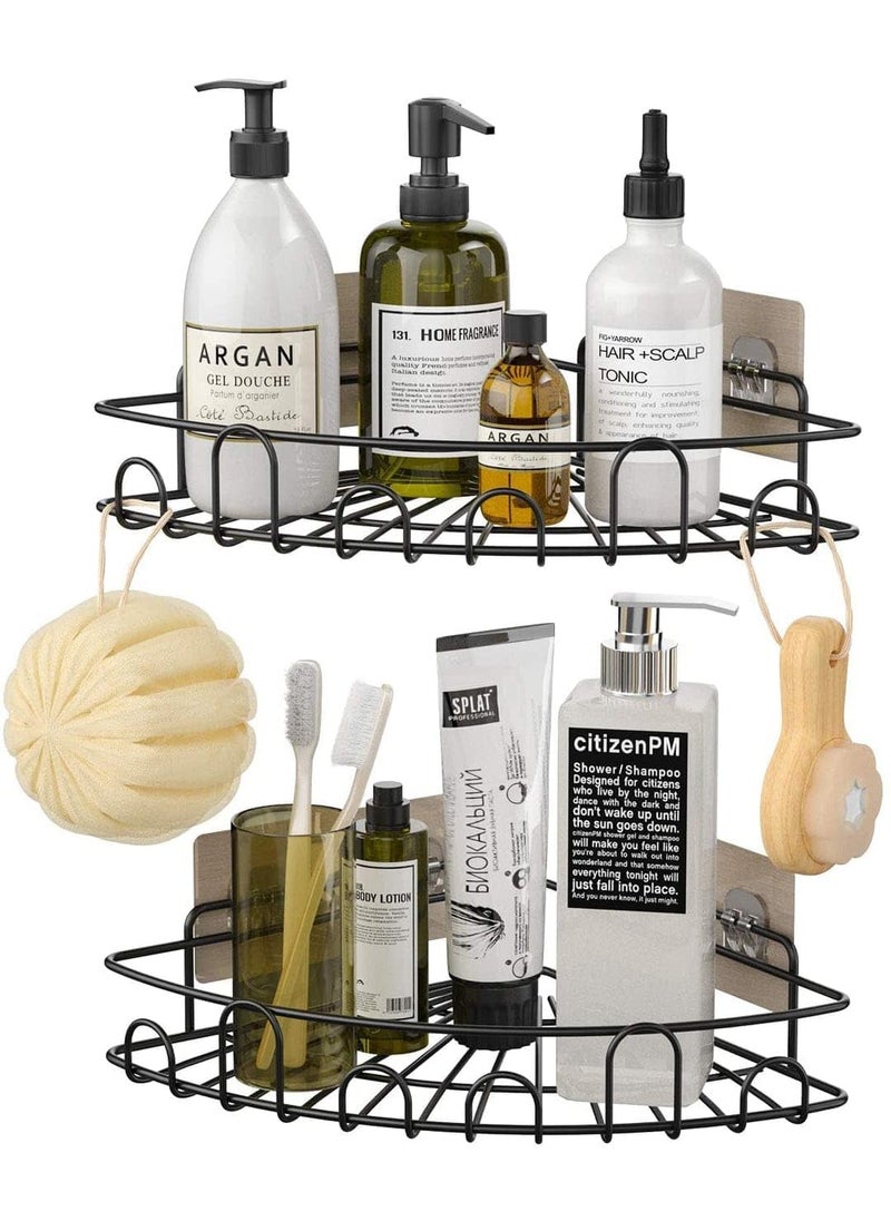 iSTAR iSTAR GI Steel Self-Adhesive Multipurpose Bathroom Corner/Kitchen Corner Storage Organizer Wall Mounted Rack Shelf No Drilling Bathroom Accessories Storage Rack (Black, Pack of 1)  - Image 1