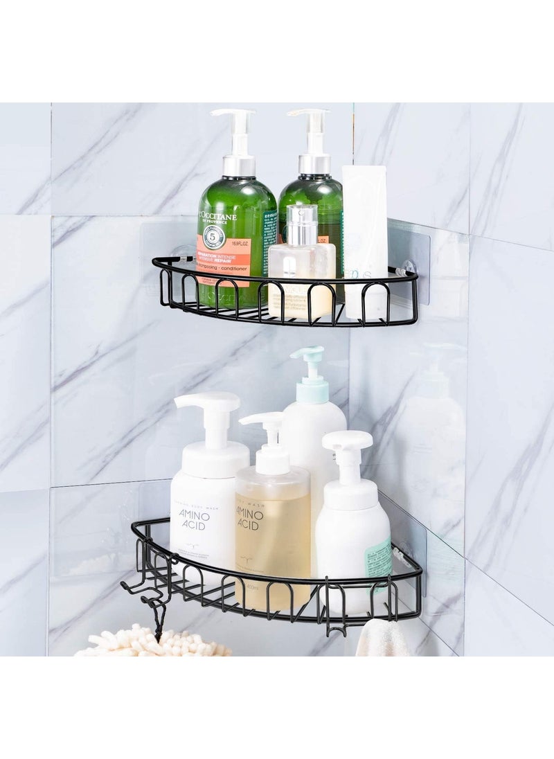 iSTAR iSTAR GI Steel Self-Adhesive Multipurpose Bathroom Corner/Kitchen Corner Storage Organizer Wall Mounted Rack Shelf No Drilling Bathroom Accessories Storage Rack (Black, Pack of 1)  - Image 2
