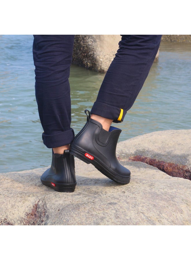 Footoppo Stylish Mid-calf Rain Boots For Men, Water Shoes, Non-slip Waterproof Boots, Lightweight Rain Boots, Waterproof Shoes, Mid-calf Boots, Wear-resistant Rubber Shoes For Men - Image 2