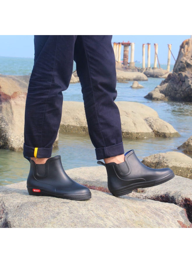 Footoppo Stylish Mid-calf Rain Boots For Men, Water Shoes, Non-slip Waterproof Boots, Lightweight Rain Boots, Waterproof Shoes, Mid-calf Boots, Wear-resistant Rubber Shoes For Men - Image 3
