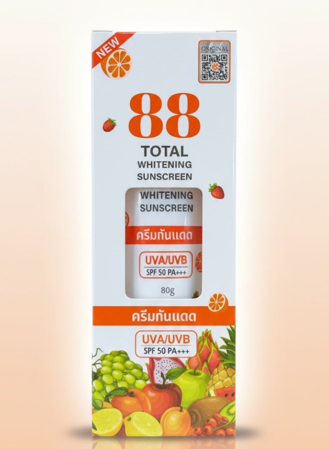 888 توتال وايت كريم واقي الشمس لتفتيح البشرة بعامل حماية من الشمس يو في اي ويو في بي اس بي اف 50 لحماية وتفتيح وترطيب الوجه والجسم 80 مل - Image 1