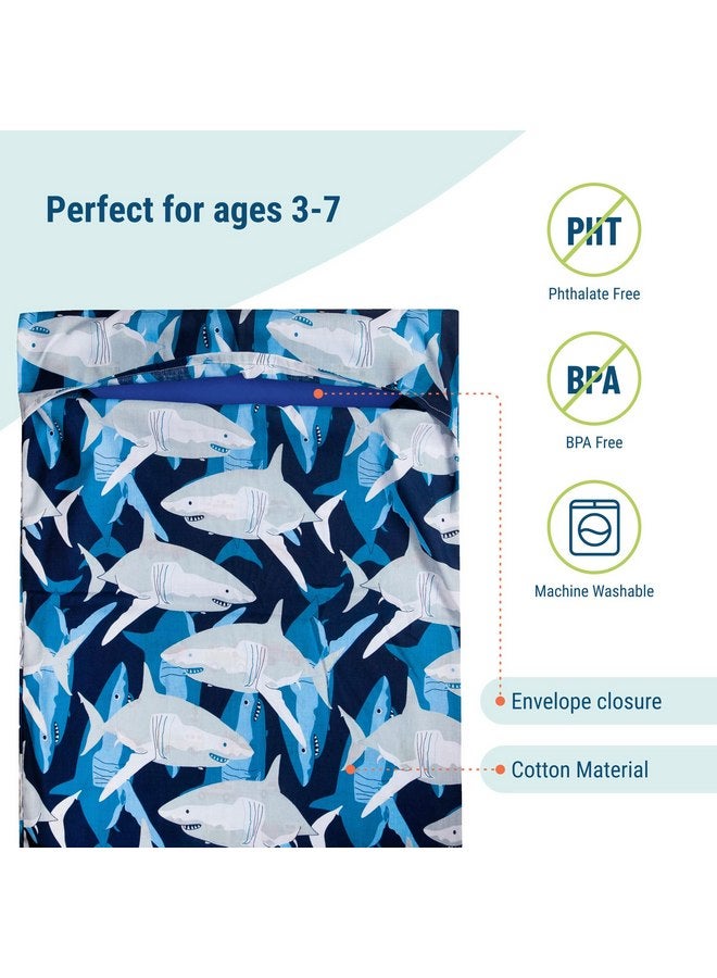 Wildkin Kids Nap Mat Cover for Boys & Girls, Sewn-in Flap Design Rest Mat Cover, Perfect for Preschool & Daycare, Fits Our Vinyl Nap Mat up to 1.5 Inches Including Basic Sleep Mat (Sharks) - Image 3