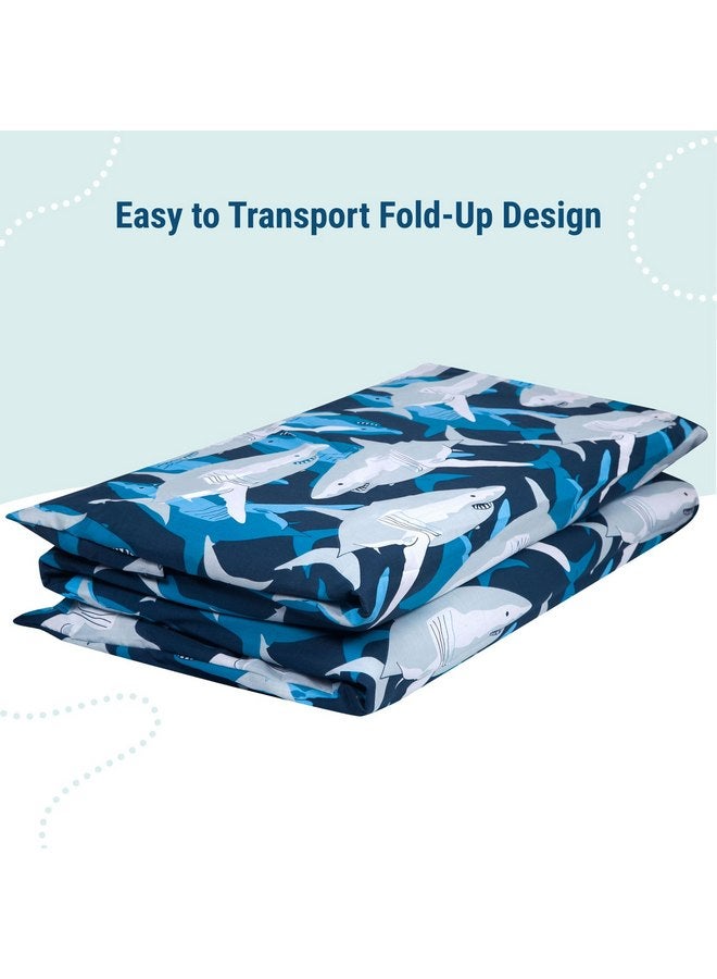 Wildkin Kids Nap Mat Cover for Boys & Girls, Sewn-in Flap Design Rest Mat Cover, Perfect for Preschool & Daycare, Fits Our Vinyl Nap Mat up to 1.5 Inches Including Basic Sleep Mat (Sharks) - Image 4