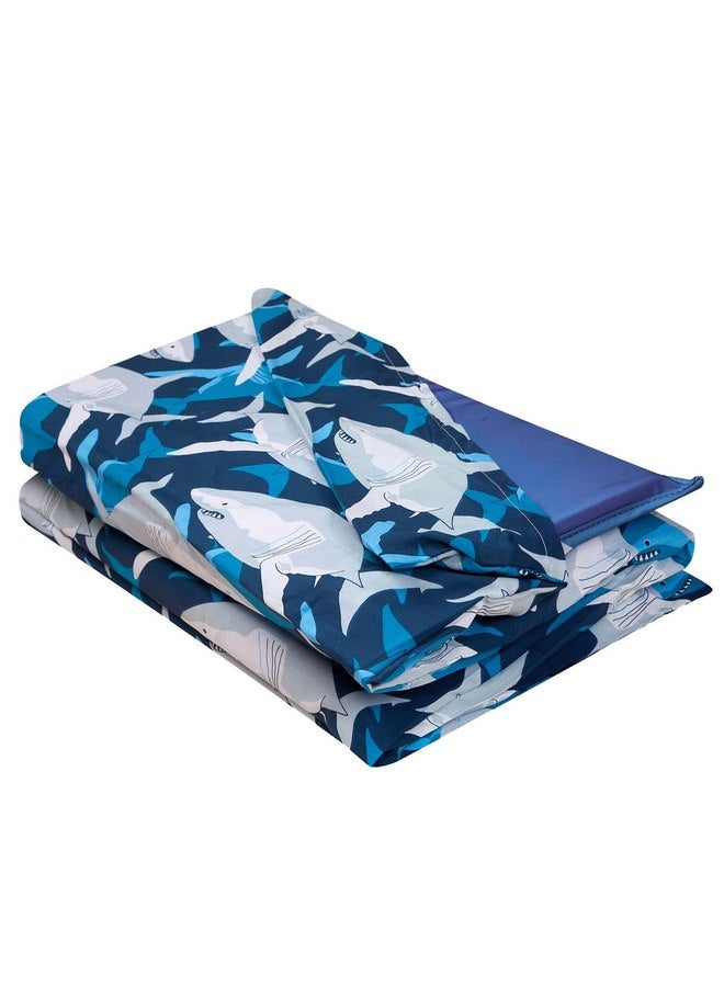 Wildkin Kids Nap Mat Cover for Boys & Girls, Sewn-in Flap Design Rest Mat Cover, Perfect for Preschool & Daycare, Fits Our Vinyl Nap Mat up to 1.5 Inches Including Basic Sleep Mat (Sharks) - Image 1