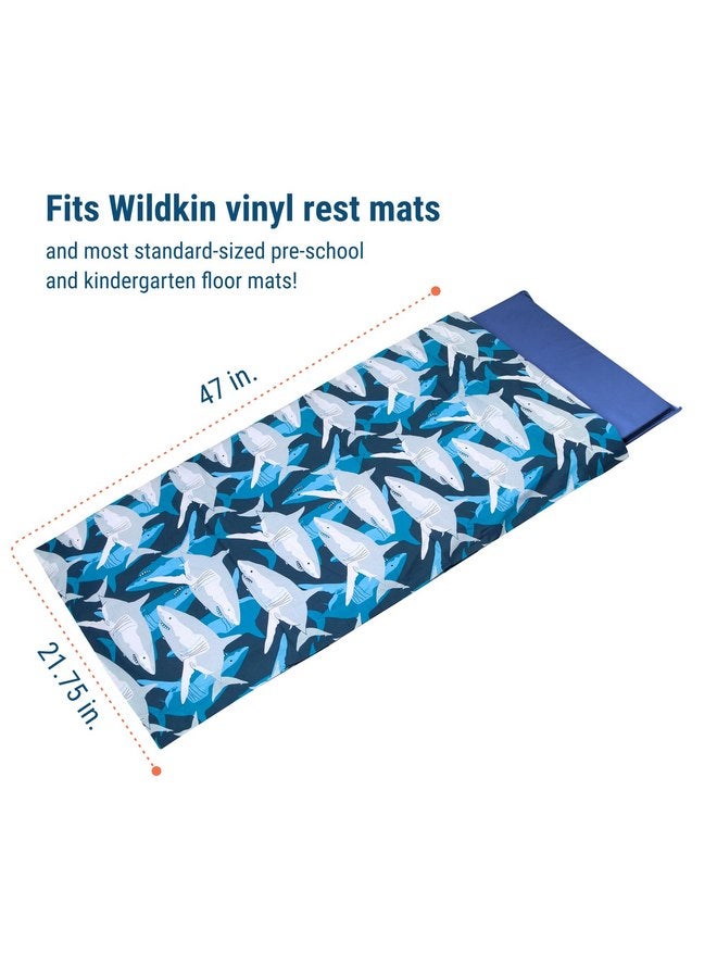 Wildkin Kids Nap Mat Cover for Boys & Girls, Sewn-in Flap Design Rest Mat Cover, Perfect for Preschool & Daycare, Fits Our Vinyl Nap Mat up to 1.5 Inches Including Basic Sleep Mat (Sharks) - Image 5