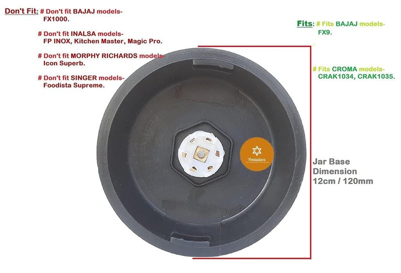 PENTASTARA Food Processor Big Jar forBajaj Models FX9 Fits Croma Models CRAK1034 CRAK1035 1600ml capacity - Image 2