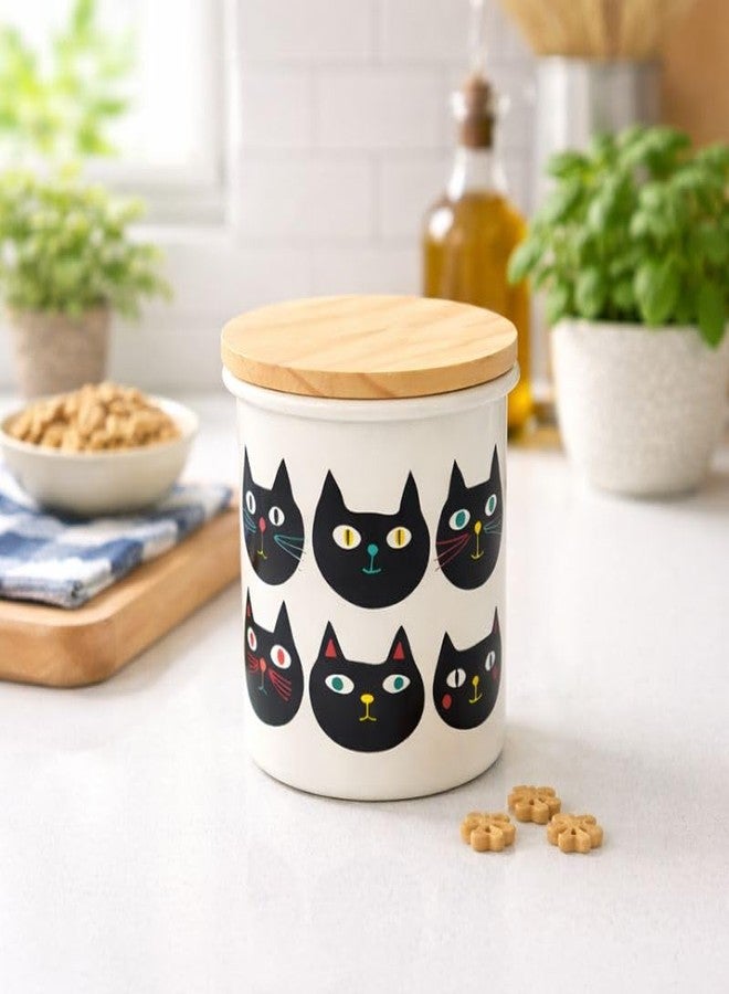 Terra Distribution Cat Cookie Jar with Lid 25 oz [ Made in Japan ] Airtight Cat Treat Jar Cat Treat Container (Cat Faces) - Image 4