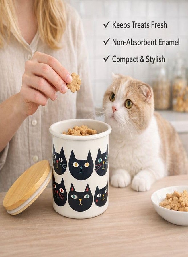 Terra Distribution Cat Cookie Jar with Lid 25 oz [ Made in Japan ] Airtight Cat Treat Jar Cat Treat Container (Cat Faces) - Image 3