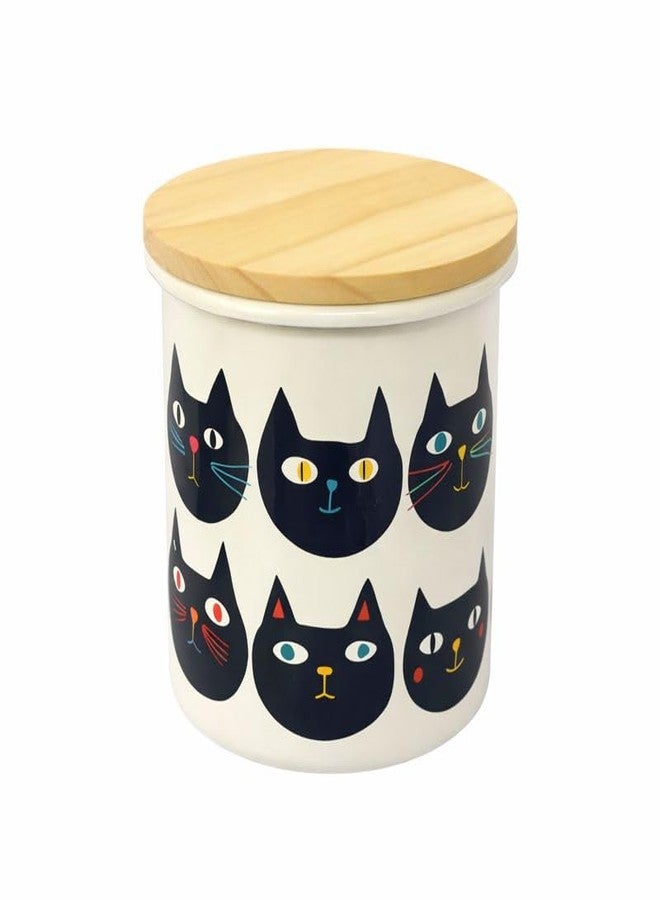 Terra Distribution Cat Cookie Jar with Lid 25 oz [ Made in Japan ] Airtight Cat Treat Jar Cat Treat Container (Cat Faces) - Image 1
