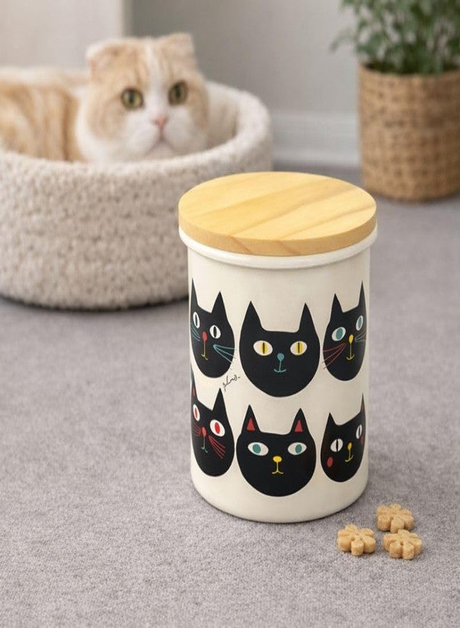 Terra Distribution Cat Cookie Jar with Lid 25 oz [ Made in Japan ] Airtight Cat Treat Jar Cat Treat Container (Cat Faces) - Image 5
