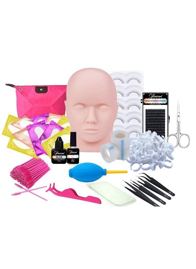 Missicee - Eyelash Extension kit, Missice Professional Eyelashes Kit False Eyelashes Extension Glue Tool Practice Kit for Makeup Practice Eye Lashes Graft with Mannequin Training Head - Image 1