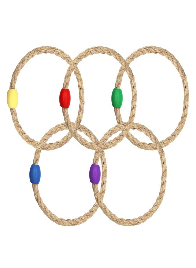 DONZWIYES 5 Pcs Multicolor Sisal Rope Ring Toss Game Replacement Parts, Outdoor Toss Rings for Speed and Agility Practice Game,Yard Games Lawn Games for Party (5 Colors-Red,Blue,Yellow,Green,Purple) - Image 1