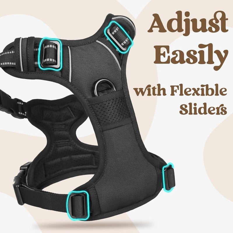 DOGGO BITE Premium Reflective Dog Vest Harness| Soft Breathable| Padded Handle| Adjustable Straps & Luxury Buckle | Soft Padded Mesh | No Pull | No-Choke | Chest 26-33 inch | All Large Breeds 23-35 Kg - Image 4