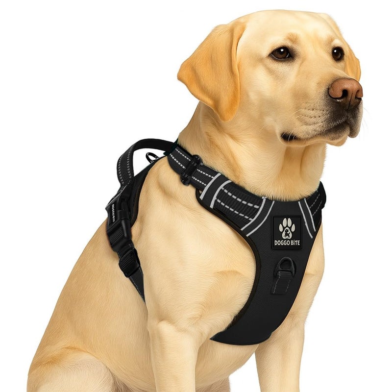 DOGGO BITE Premium Reflective Dog Vest Harness| Soft Breathable| Padded Handle| Adjustable Straps & Luxury Buckle | Soft Padded Mesh | No Pull | No-Choke | Chest 26-33 inch | All Large Breeds 23-35 Kg - Image 1