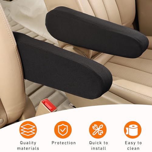 Kewucn 2 PCS Car Front Seat Armrest Covers, Elastic Fabric Auto Seat Armrest Protectors, Universal Seat Arm Rest Cover Replacement, Vehicle Interior Decor Accessories (Black) - Image 4