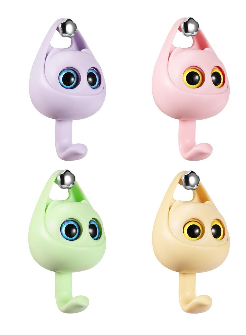 Creative Winking Cat Adhesive Coat Hook, 4Pcs - Cute Multifunctional Cat Hooks for Hanging Towels, Hats, Coats, Bags, Belts, Keys - Wall Hanging Decorations, Carry Up to 5.5 LBS(4 Color)  - Image 1