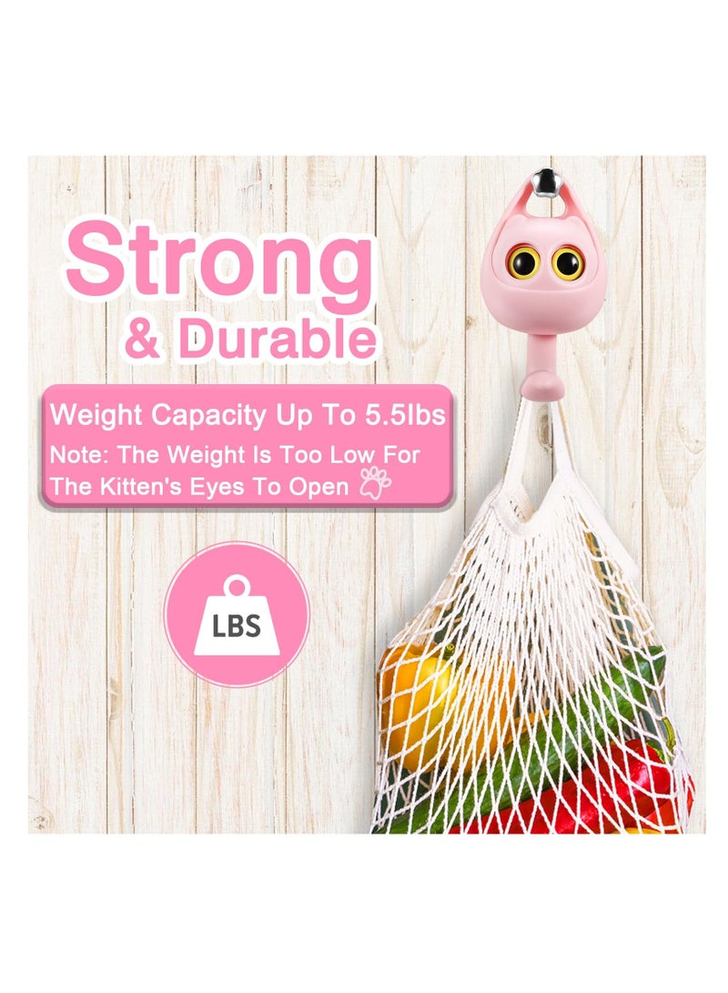 Creative Winking Cat Adhesive Coat Hook, 4Pcs - Cute Multifunctional Cat Hooks for Hanging Towels, Hats, Coats, Bags, Belts, Keys - Wall Hanging Decorations, Carry Up to 5.5 LBS(4 Color)  - Image 5