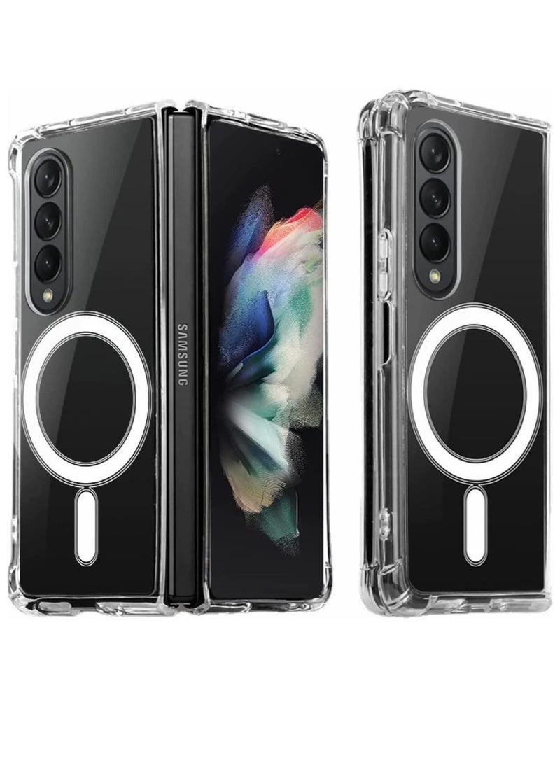 DUSALA Samsung Galaxy Z Fold 3 Magnetic Clear Case Cover Compatible with Magsafe Card Wallet and Wireless Charger Transparent Shockproof and Drop-Proof Anti-Yellowing Case Samsung Galaxy Z Fold 3 - Image 1