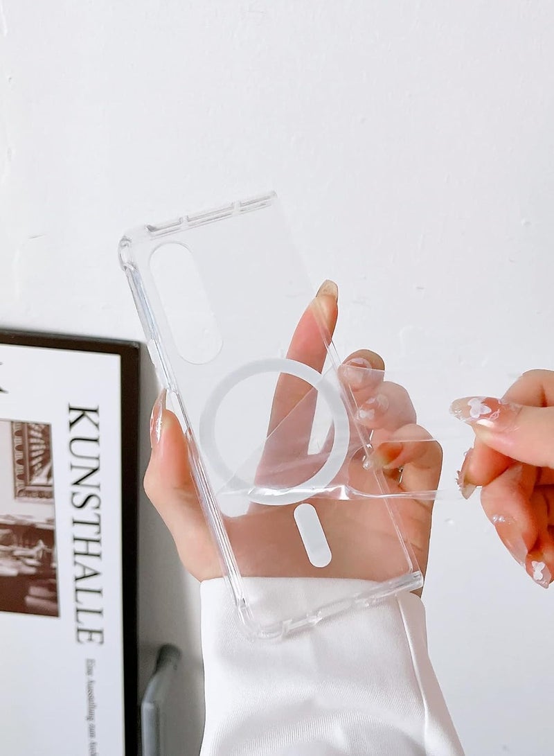 DUSALA Samsung Galaxy Z Fold 3 Magnetic Clear Case Cover Compatible with Magsafe Card Wallet and Wireless Charger Transparent Shockproof and Drop-Proof Anti-Yellowing Case Samsung Galaxy Z Fold 3 - Image 3