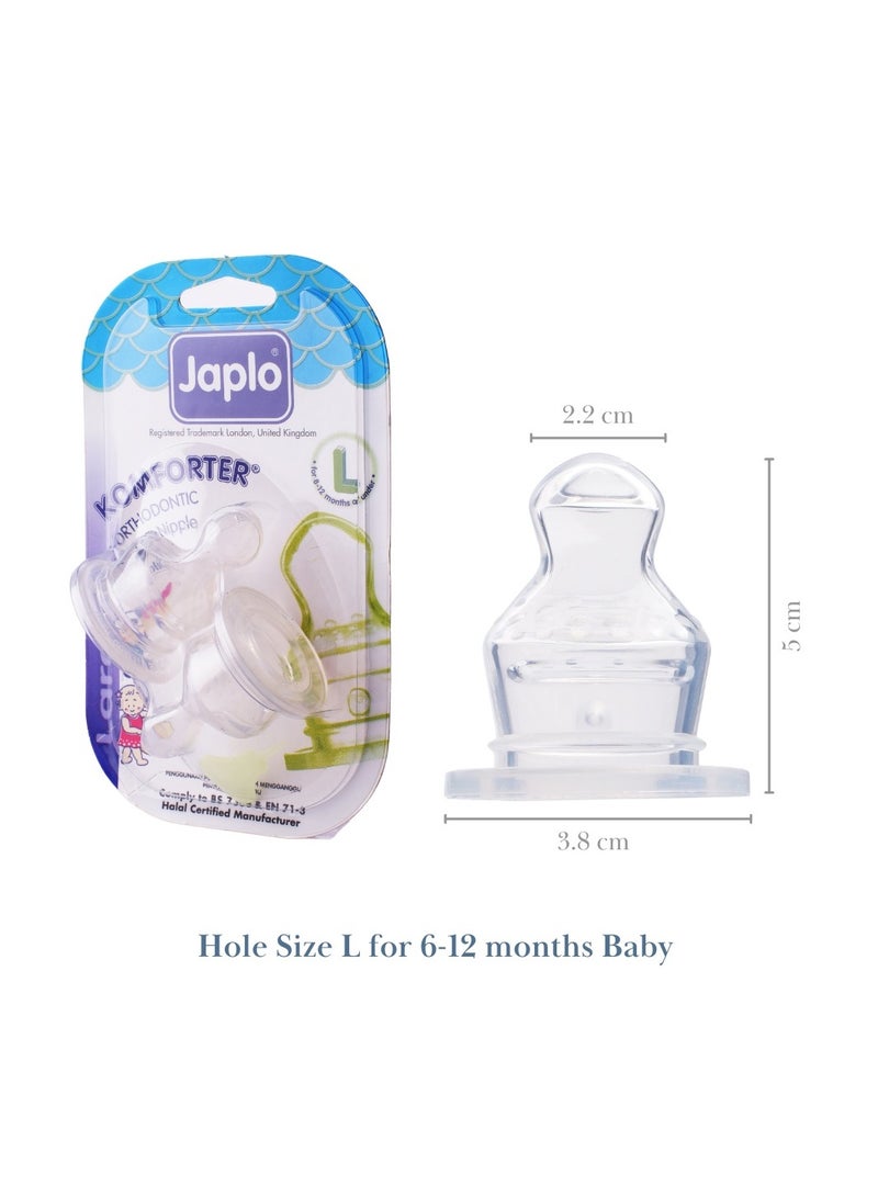 جابلو حلمة كومفورتر تقويمية مزدوجة لتقوية أسنان الطفل - كبيرة (فتحة L) - Image 1