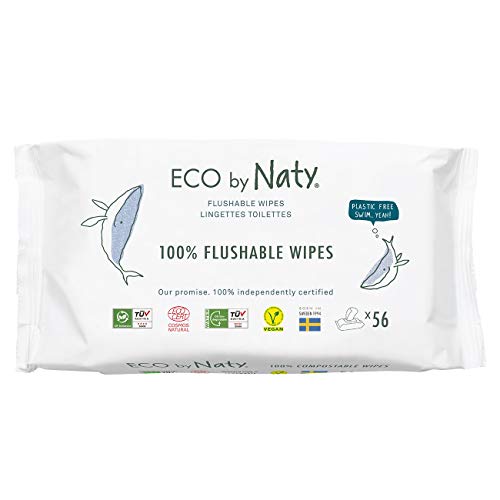Naty Eco by Naty Baby Toilet Wipes 56 Wipes 1 Pack of 56 VegetableBased Compostable Wipes with 0 Plastic No Harmful Chemicals - Image 1