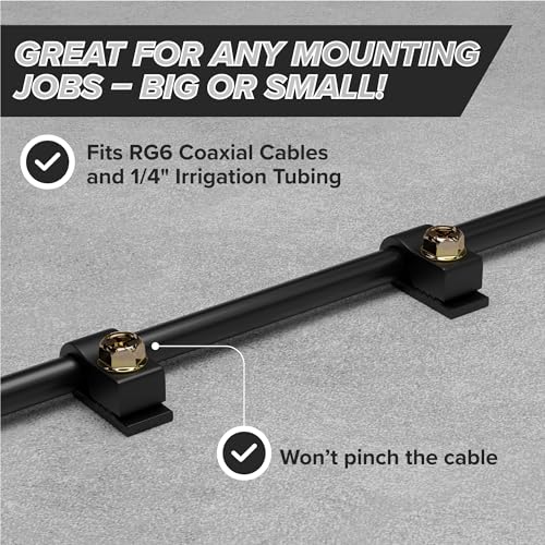 THE CIMPLE CO Wire Clips, Single Cable Wall Clip, Coaxial, Cat6, Electrical Wire, Ethernet, 1/4 in (6 mm) Screw Fastener, 100 Pack, Black - Image 2