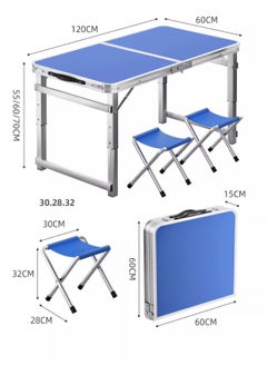 EXCLIFE Reinforced portable aluminum alloy folding table and chairs, one table and four chairs 120*60*55-70 (height adjustable)  - Image 3